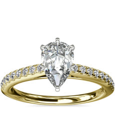 Riviera Cathedral Pavé Diamond Engagement Ring in 18k Yellow Gold (1/4 ct. tw.)